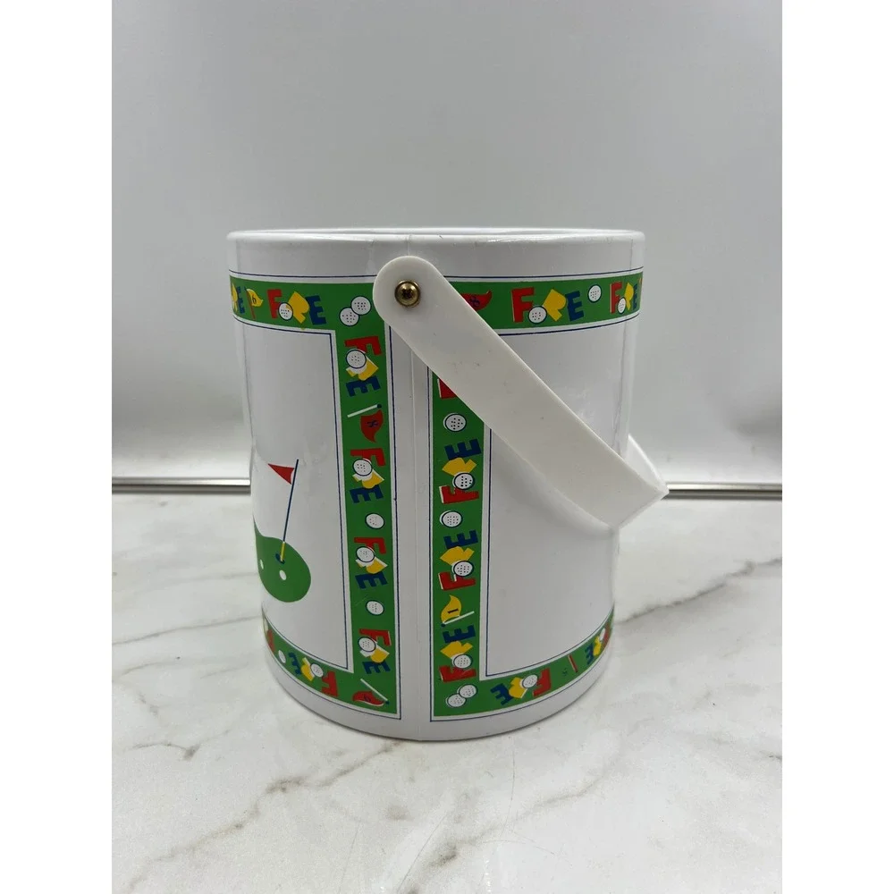 Vintage Georges Briard Golf Ice Bucket Fore Theme White Insulated Barware Lid